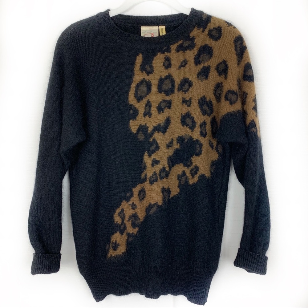 Mondi Vintage Wool & Angora Leopard Print Sweater